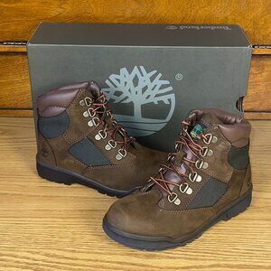 TIMBERLAND Medium Brown 6in Nubuck Tan Field Boots Size 3 Youth New In Box